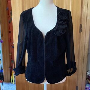 Alex Evenings Black Sheer Sleeve Blazer